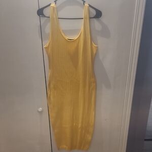 Almost Famous Yellow Ribbed Midi Tank Dress